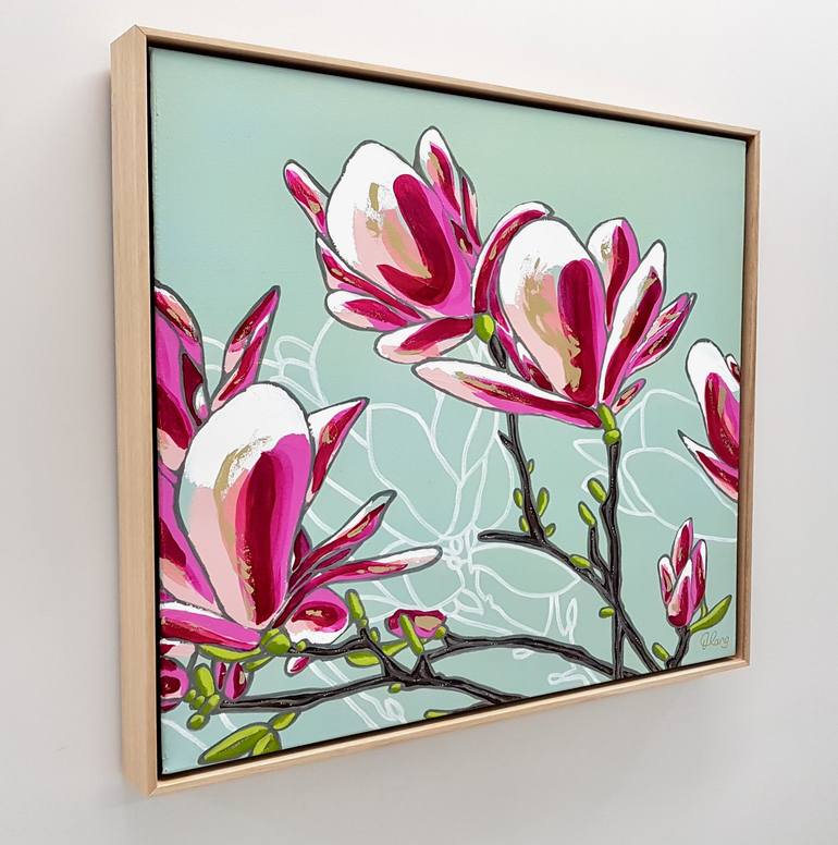 Original Abstract Floral Painting by DEBORAH LANG