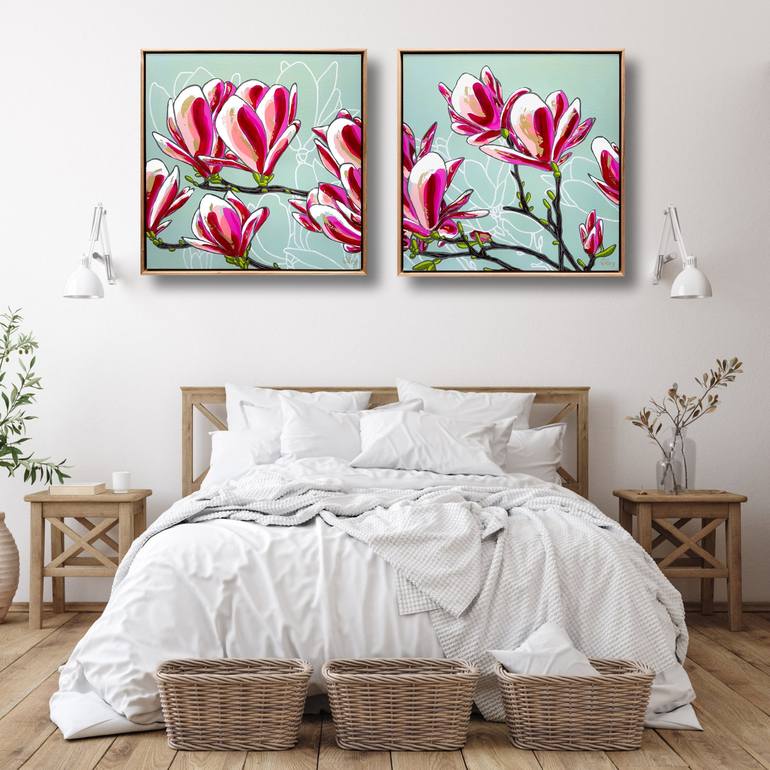 Original Abstract Floral Painting by DEBORAH LANG