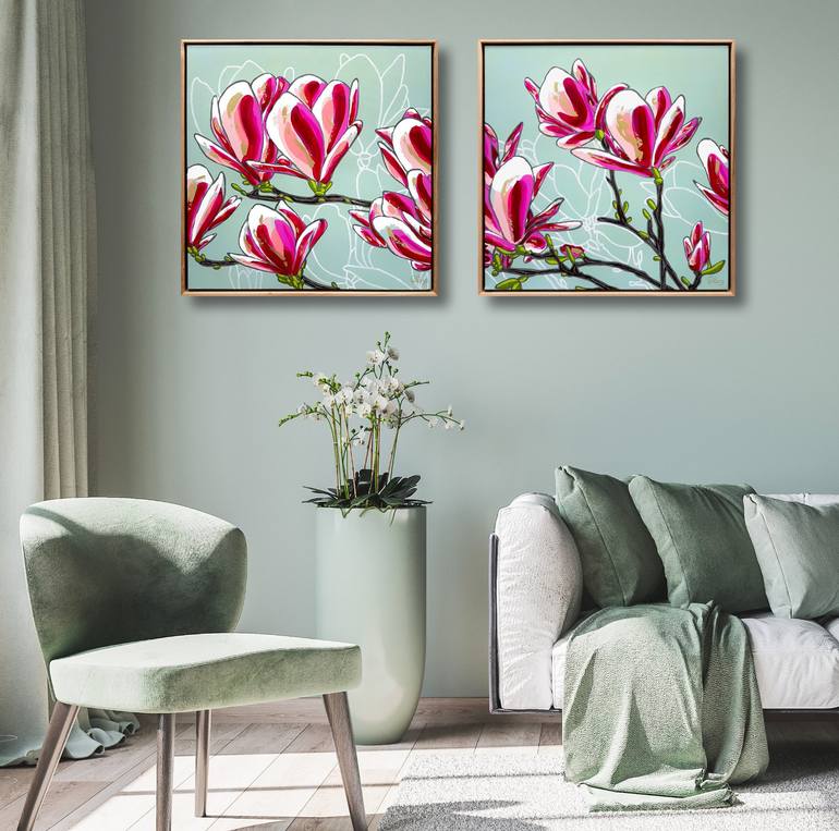 Original Abstract Floral Painting by DEBORAH LANG