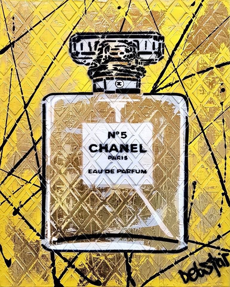 Chanel No 5 Perfume Yellow' Urban Pop Art Painting by DEBORAH LANG