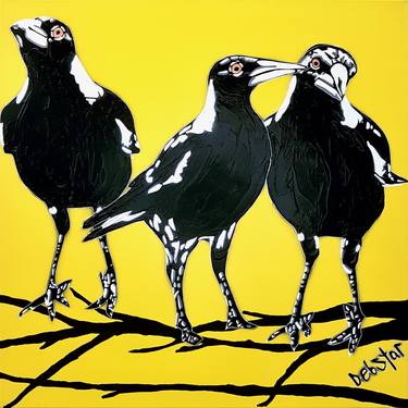 ‘Magpies 3's Trouble Yellow Pop 2’ Magpie Urban PopArt thumb