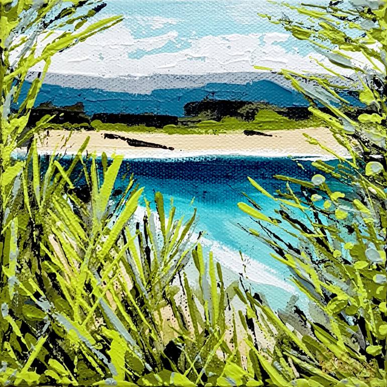 Original Abstract Beach Painting by DEBORAH LANG