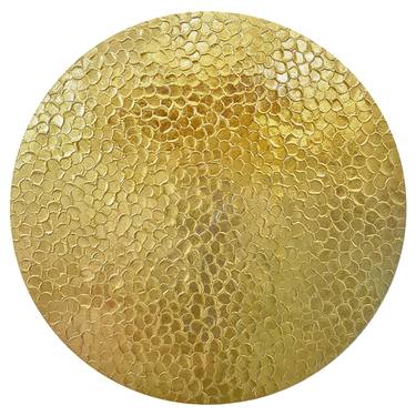 ‘Golden’ 90cm w x 90cm h Gold Textured Abstract Round Canvas thumb