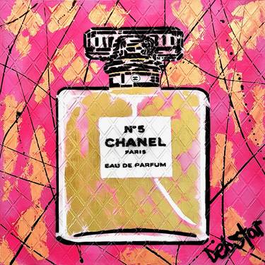 ‘Chanel No 5 Perfume Bottle - Pink XL’ 81cm Urban Pop Art thumb