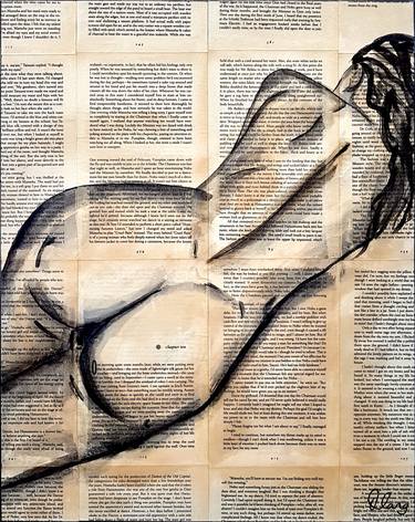 ‘Centrefold 2’ 40.5cm w x 51cm h Nude Woman on Book Pages thumb