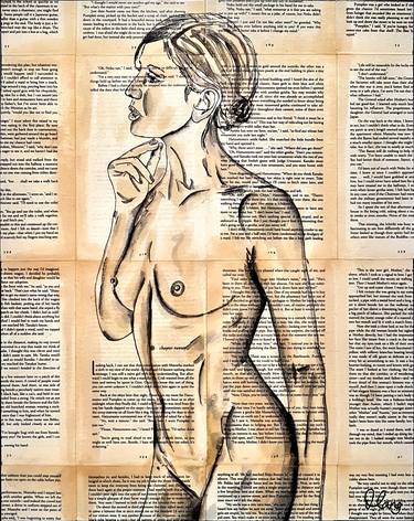 Copy of ‘Centrefold 4’ 40.5cm w x 51cm h Nude Woman on Book Pages thumb