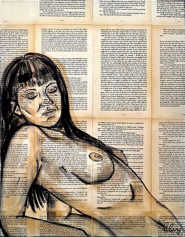 ‘Centrefold 5’ 40.5cm w x 51cm h Nude Woman on Book Pages thumb