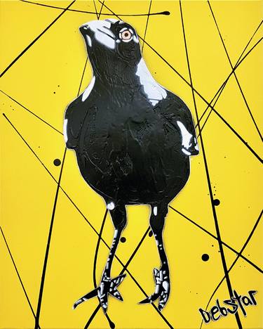 ‘Magpie Yellow Pop 2’ 40.5cm w x 51cm h Magpie Urban Pop Art thumb