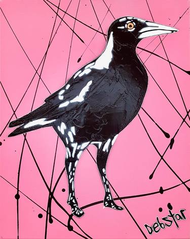 ‘Magpie Pink Pop 2’ 40.5cm w x 51cm h Magpie Urban Pop Art thumb