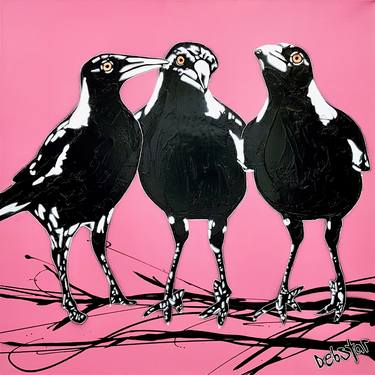‘Magpie Huddle Pink Pop’ Magpie Urban PopArt thumb