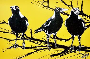 ‘Magpie Street Birds! Yellow’ 92cm w x 61cm h Magpie Urban Pop thumb