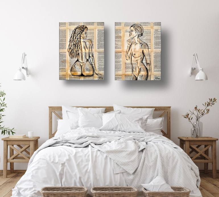 Original Black & White Nude Painting by Deborah Lang