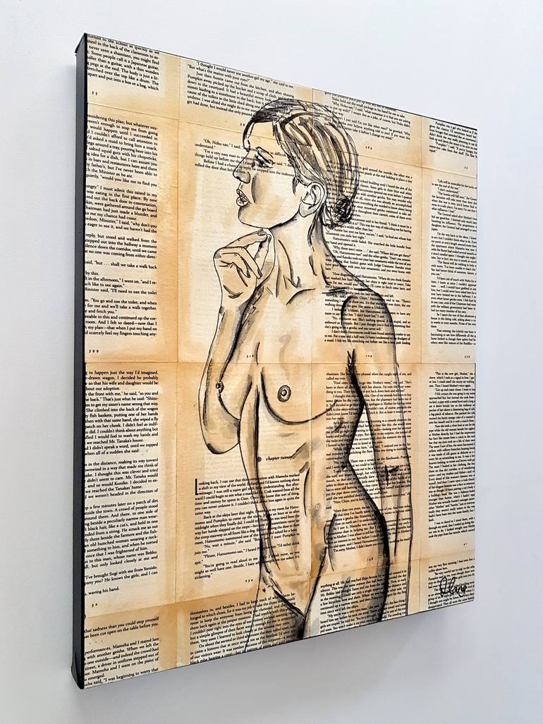 Original Black & White Nude Painting by Deborah Lang