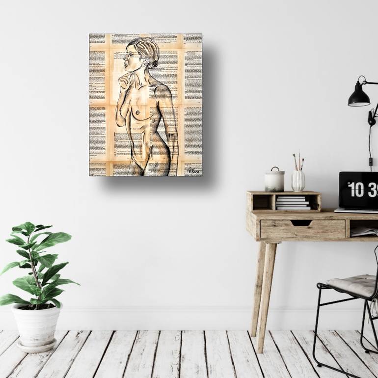 Original Black & White Nude Painting by Deborah Lang
