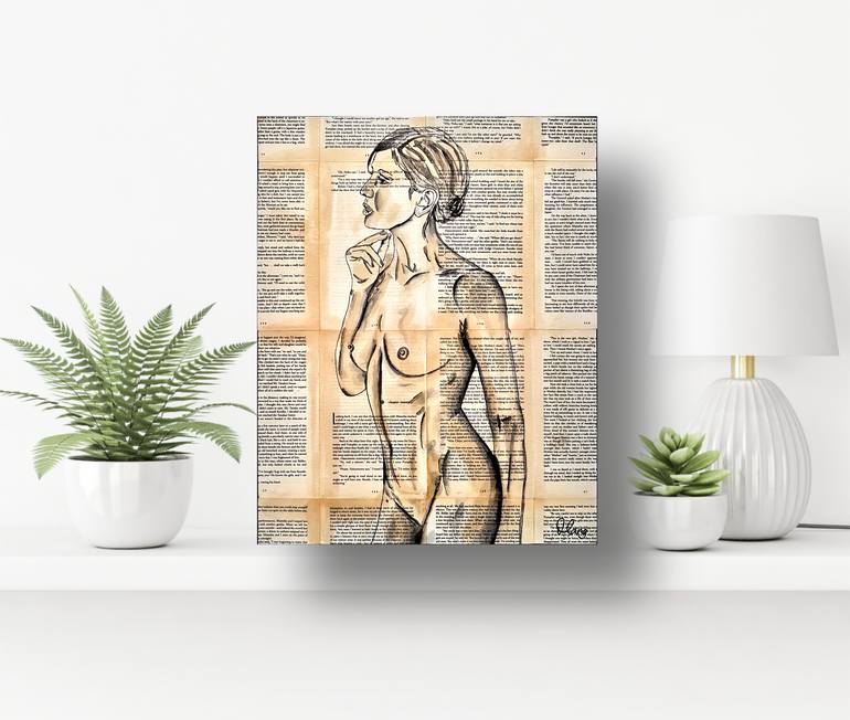 Original Black & White Nude Painting by Deborah Lang