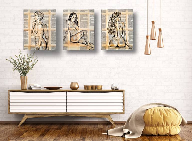 Original Black & White Nude Painting by Deborah Lang