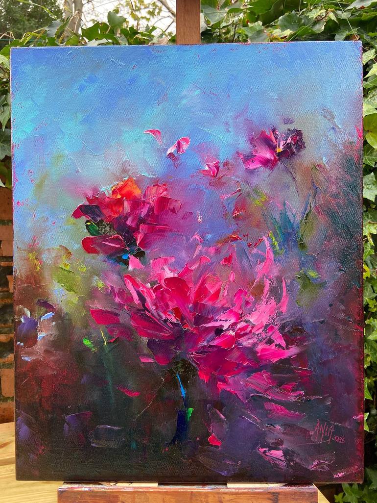 Original Impressionism Floral Painting by Anna Blasinska