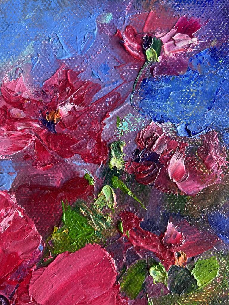 Original Expressionism Floral Painting by Anna Blasinska