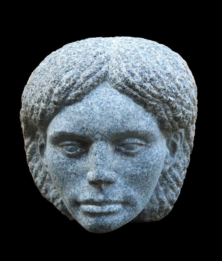 Original People Sculpture by Zdravko Zdravkov | Contemporary Art on Granite | "Head of a woman"