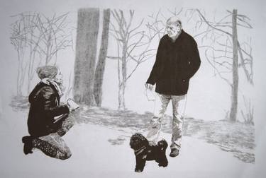 Original Realism Dogs Drawings by Helga Elsner Torres