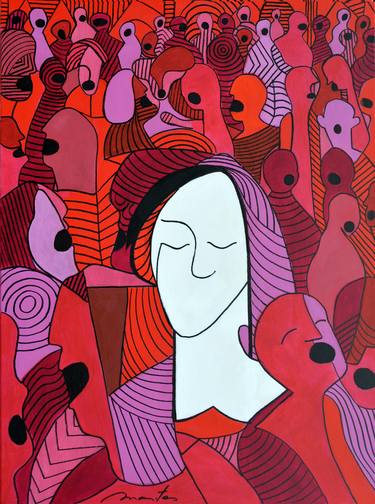 Print of Abstract People Paintings by Rolando Duartes