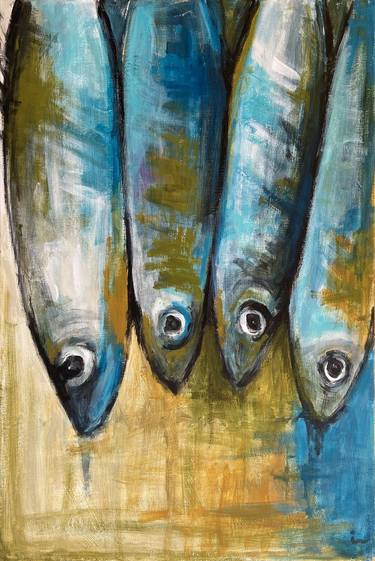 Original Abstract Fish Paintings by ileana Ostropolsky