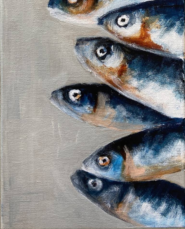 Original Abstract Fish Painting by ileana Ostropolsky