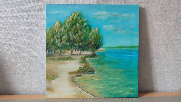 Original Art Deco Seascape Painting by Viktoriia Klymenko