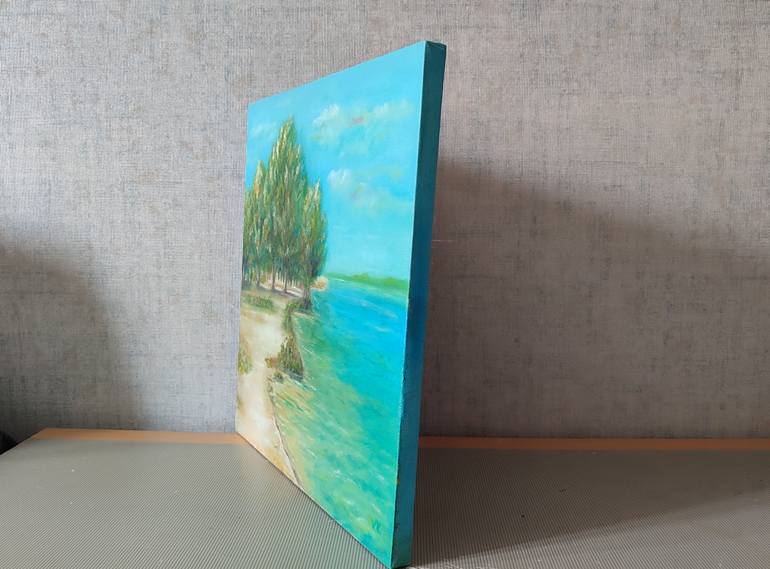Original Art Deco Seascape Painting by Viktoriia Klymenko