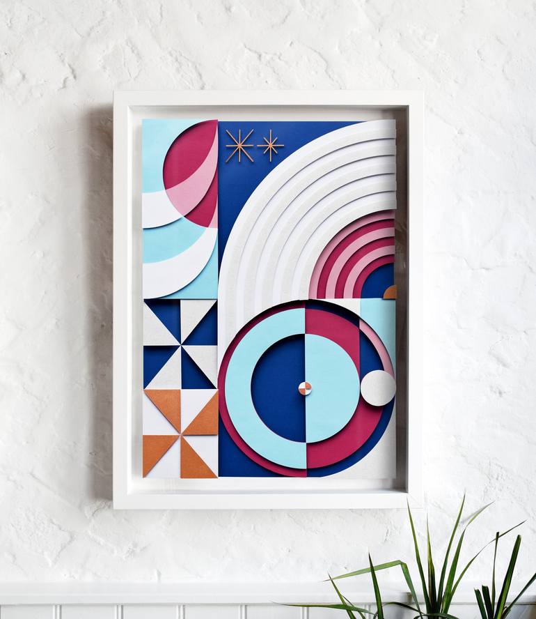 Original Abstract Geometric Mixed Media by Owen Gildersleeve