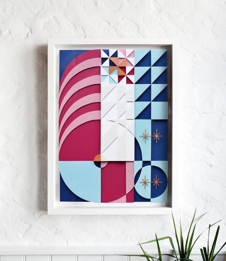 Original Abstract Geometric Mixed Media by Owen Gildersleeve