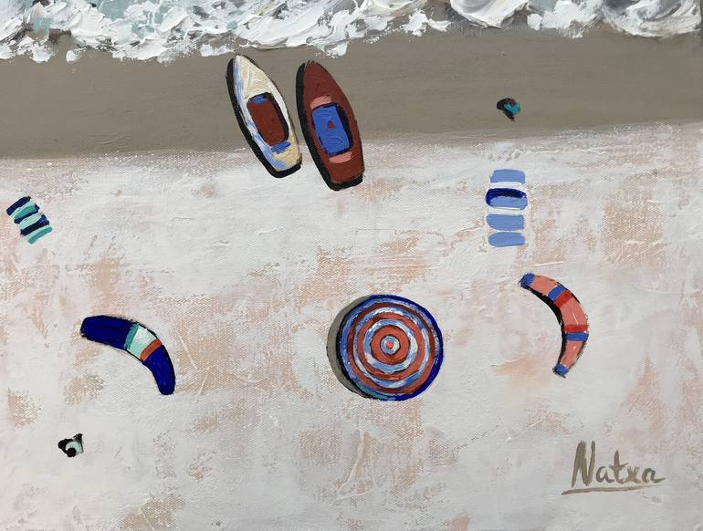 Original Expressionism Beach Painting by Natalia Nosek NATXA