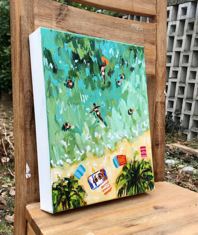 Original Pop Art Beach Painting by Natalia Nosek NATXA