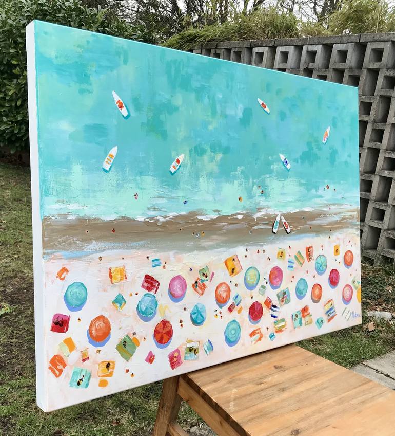 Original Pop Art Beach Painting by Natalia Nosek NATXA