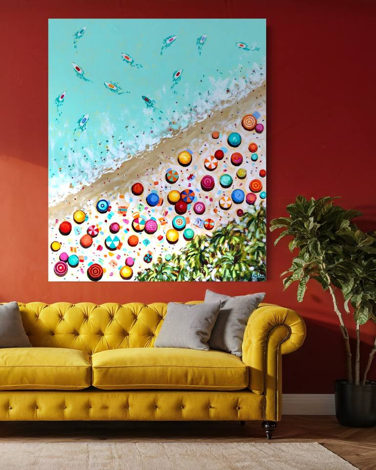 Original Pop Art Beach Painting by Natalia Nosek NATXA