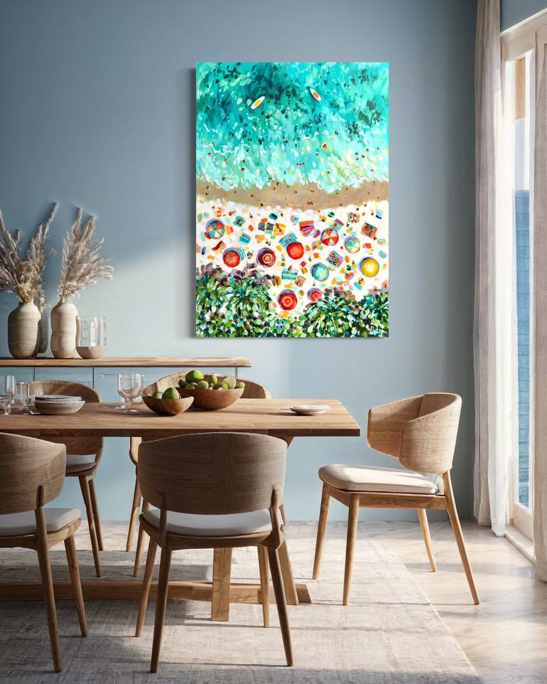 Original Pop Art Beach Painting by Natalia Nosek NATXA