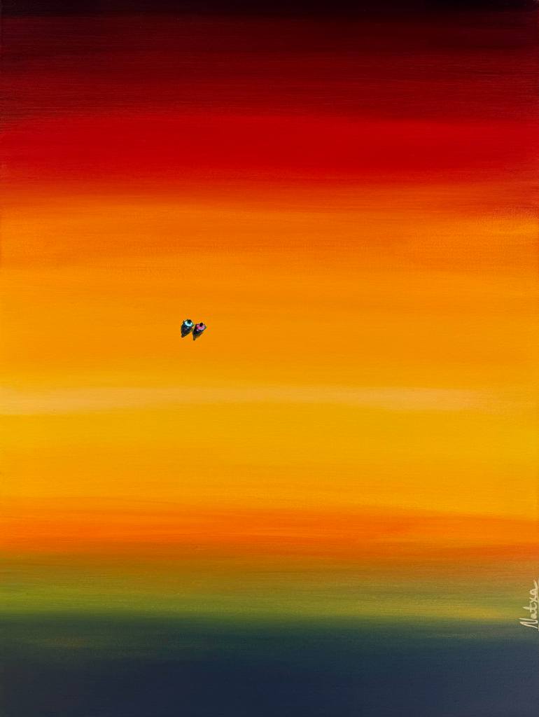 Original Seascape Painting by Natalia Nosek Natxa | Abstract Expressionism Art on Canvas | Sunset on the Beach