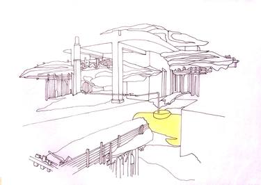 Original Bauhaus Architecture Drawing by Martín Marro