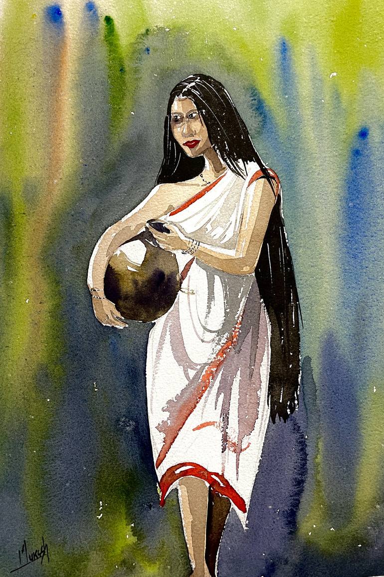 Village Girl Painting by Mukesh Singh Bisht | Saatchi Art