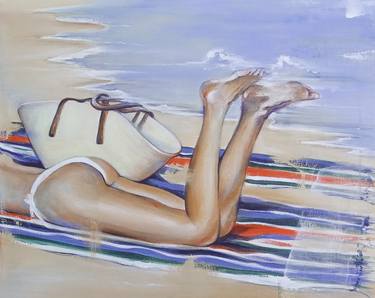 Original Portraiture Beach Paintings by Katarina Branisova