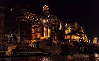 Varanasi Ghat at night thumb