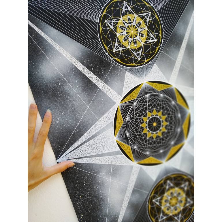 Original Abstract Geometric Painting by Mikaela Azarei