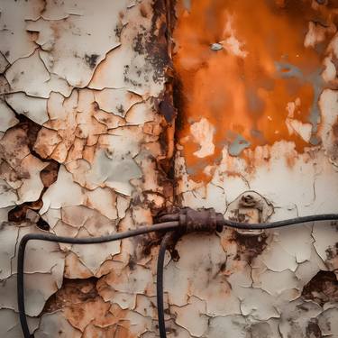 Cracks and Colors: Abstract Rusty Wall Photography [48x48in] thumb