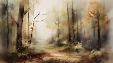 Rustic Forest in Watercolor [53x30in] thumb
