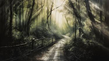 Forest Path Drawing - A Journey Through Serenity thumb