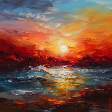 Captivating Turbulent Ocean: An Abstract Oil Painting thumb