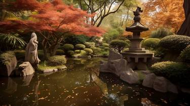 Mahogany Sculpture of a Japanese Garden thumb