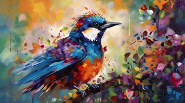 The Birdwatcher's Paradise - A Vibrant Bird Art Print [54x30] thumb