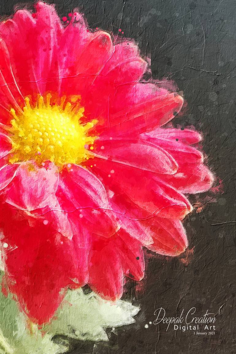 half flower painting