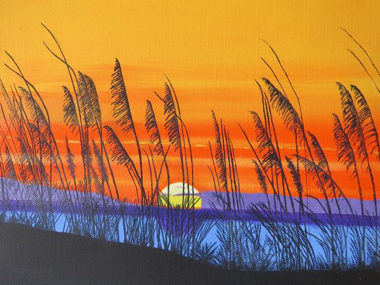 Original Seascape Painting by Geoff Warke | Impressionism Art on Canvas | SUNSET IN THE CAROLINAS